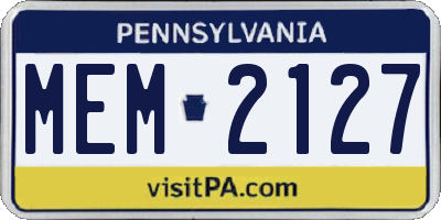 PA license plate MEM2127