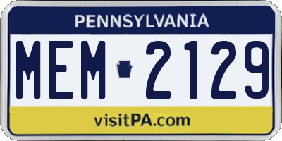 PA license plate MEM2129