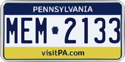 PA license plate MEM2133