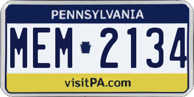 PA license plate MEM2134
