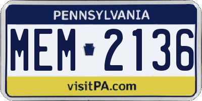 PA license plate MEM2136