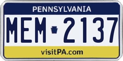 PA license plate MEM2137