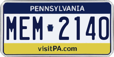 PA license plate MEM2140