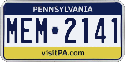 PA license plate MEM2141
