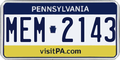 PA license plate MEM2143