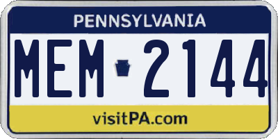 PA license plate MEM2144
