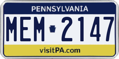 PA license plate MEM2147