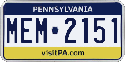 PA license plate MEM2151