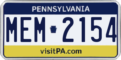 PA license plate MEM2154
