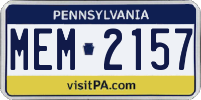 PA license plate MEM2157