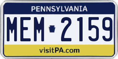 PA license plate MEM2159