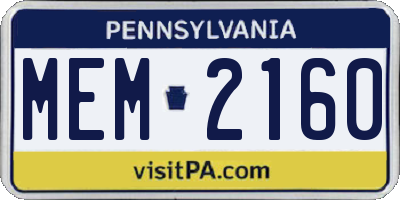 PA license plate MEM2160