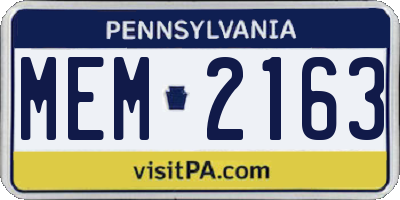 PA license plate MEM2163