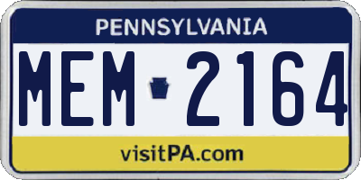 PA license plate MEM2164