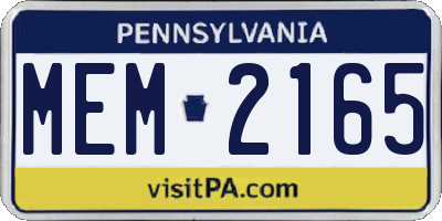 PA license plate MEM2165