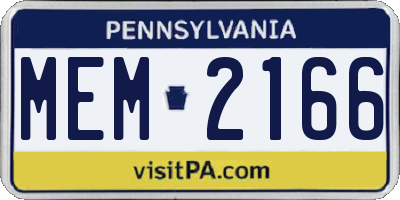 PA license plate MEM2166