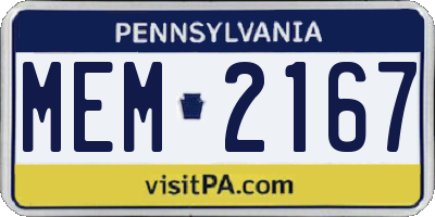 PA license plate MEM2167