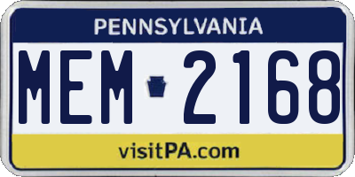 PA license plate MEM2168