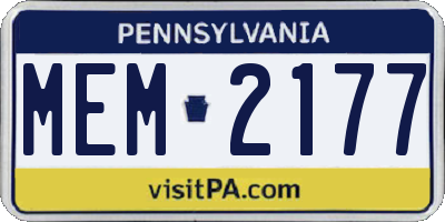 PA license plate MEM2177