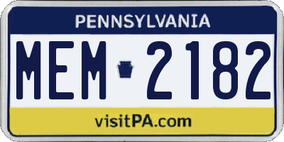 PA license plate MEM2182