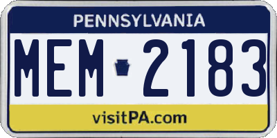 PA license plate MEM2183