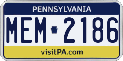 PA license plate MEM2186