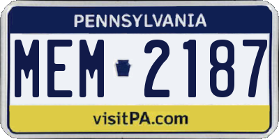PA license plate MEM2187