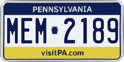 PA license plate MEM2189