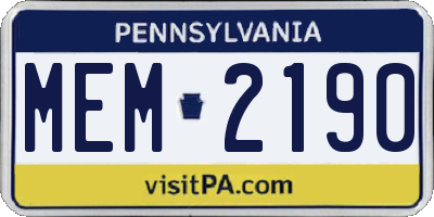 PA license plate MEM2190