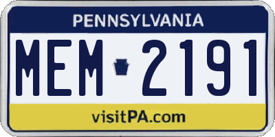PA license plate MEM2191