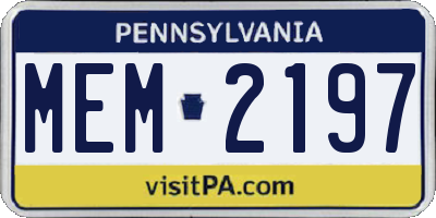 PA license plate MEM2197