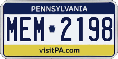 PA license plate MEM2198