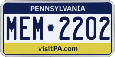 PA license plate MEM2202