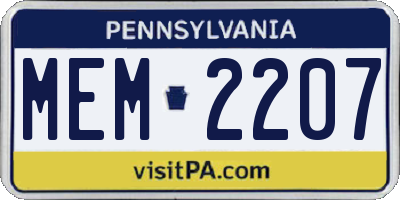 PA license plate MEM2207