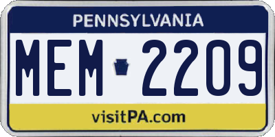 PA license plate MEM2209
