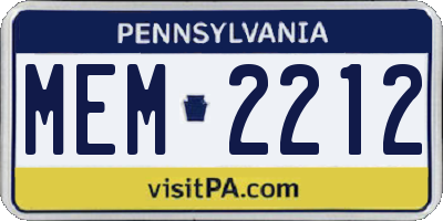 PA license plate MEM2212