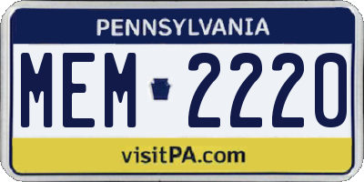 PA license plate MEM2220