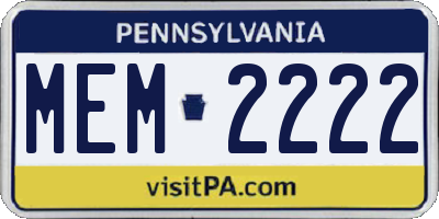 PA license plate MEM2222