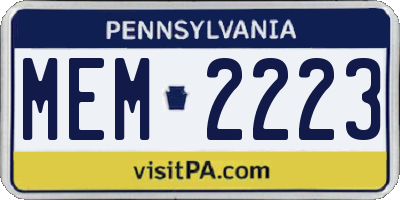 PA license plate MEM2223