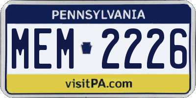 PA license plate MEM2226
