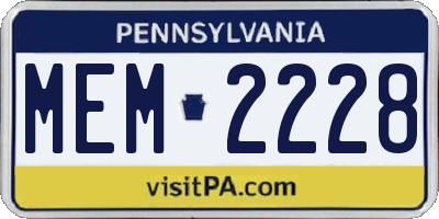 PA license plate MEM2228