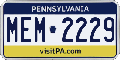 PA license plate MEM2229