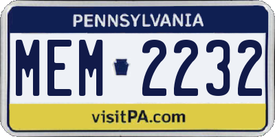 PA license plate MEM2232