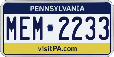 PA license plate MEM2233
