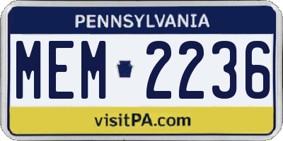 PA license plate MEM2236