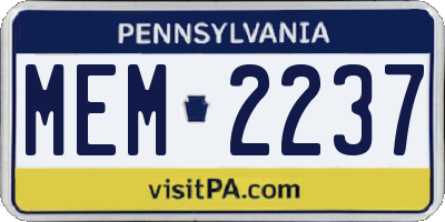 PA license plate MEM2237
