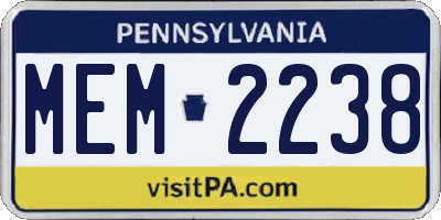 PA license plate MEM2238