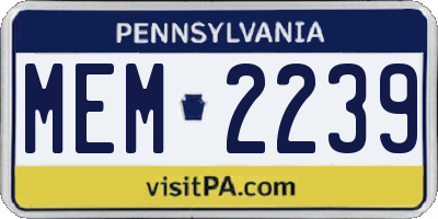 PA license plate MEM2239