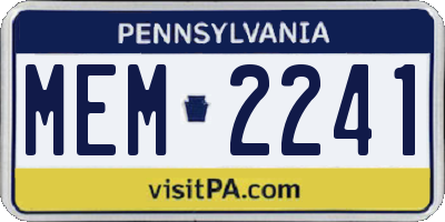 PA license plate MEM2241