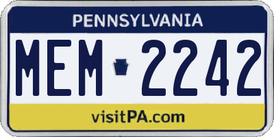 PA license plate MEM2242